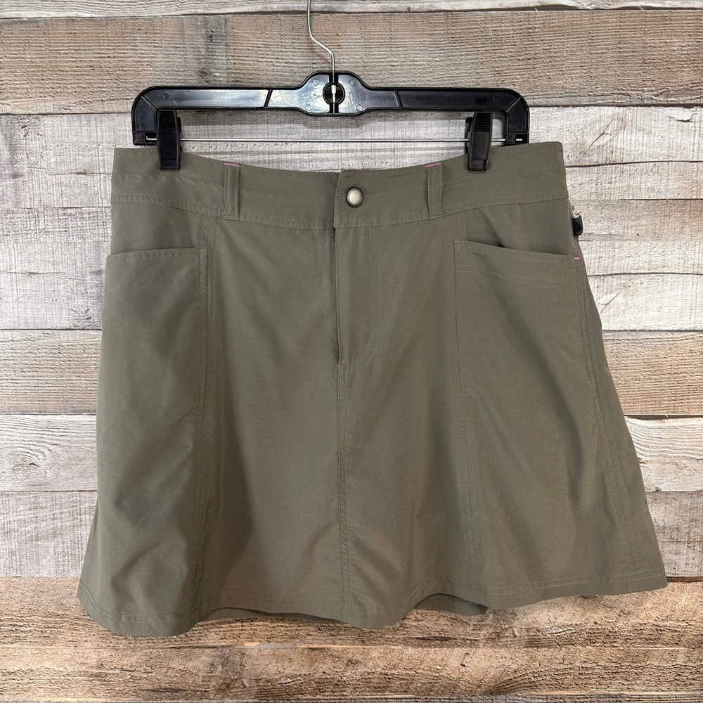 LL Bean Comfort Trail Skort Olive Green Athletic Hiking Skirt Womens 10